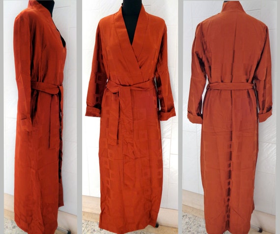 Vintage 80s men's chocolate color silky satin dres