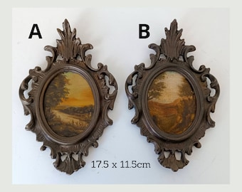 Antique bronze Ornate Photo Frame with landscape Image, Art Nouveau Ornated Oval Frame, Wall Decor, Italian antiques wall hanging art