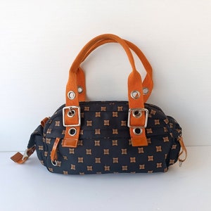 Bolso de hombro vintage italiano con la marca Laura Biagiotti, bolso de tela vintage, bolso marrón/naranja de marca italiana
