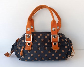 Italian Vintage shoulder bag marked Laura Biagiotti vintage fabric bag, Italian branded brown/orange handbag