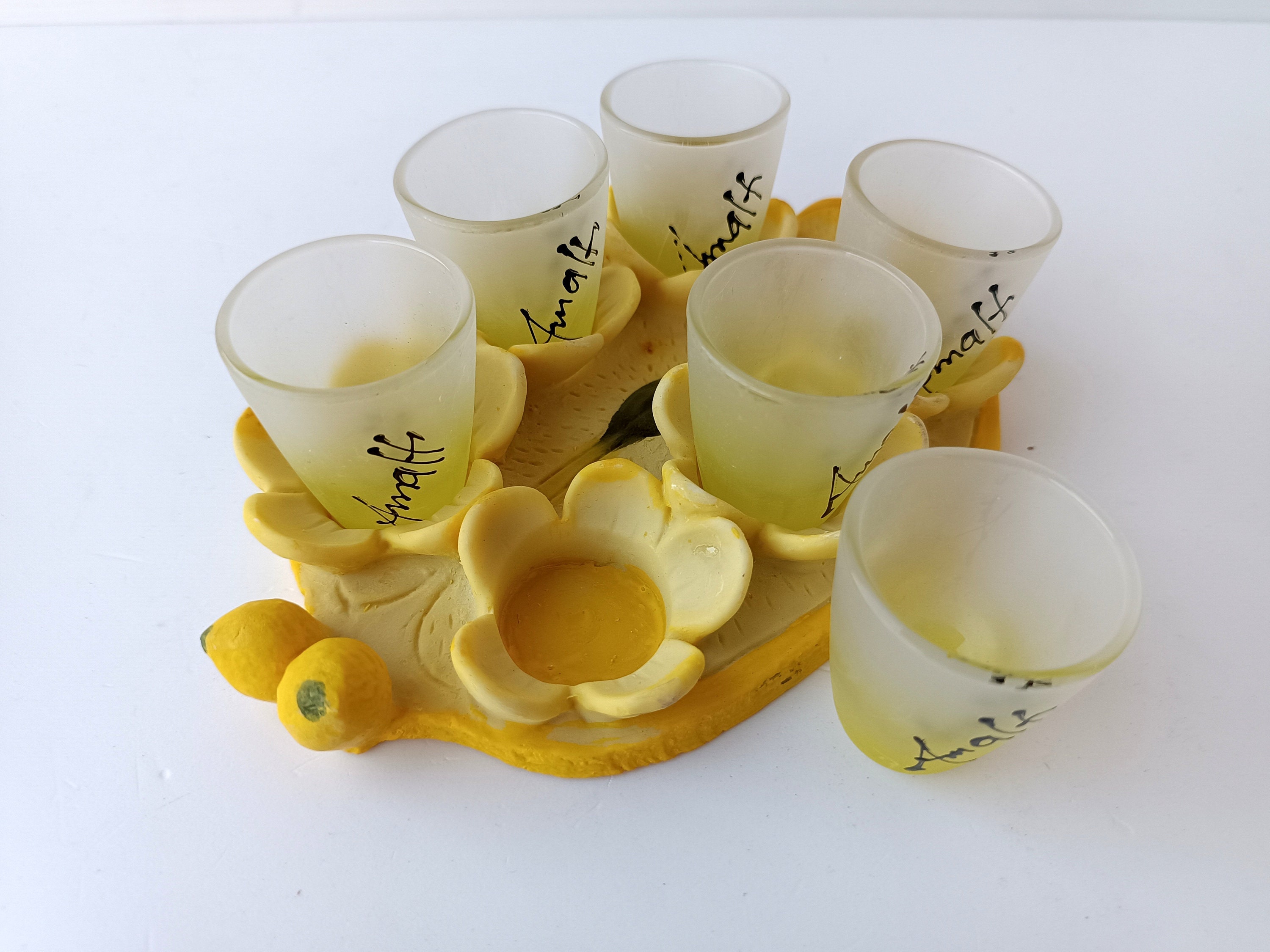 Set 6 Bicchieri Limoncello + Vassoio in vetro bicchierini liquore tavola