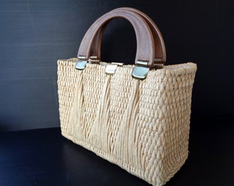Vintage Handgewebte Strohhandtasche, stilvolle Sommertasche, Boho Handtasche Hippie Festival boho Festival