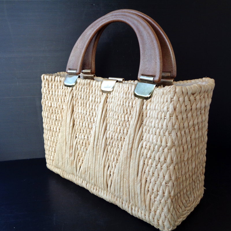 Straw handbag with straw handle main image 1