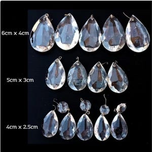 Repuestos vintage de cristal de los años 50 para lámpara de araña, estilo italiano, con forma de lágrima. Piezas de repuesto para lámpara de techo o tocador de estilo Versalles.