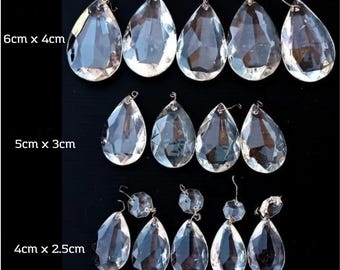Vintage from Italy 50s glass crystal spare parts chandelier teardrops, replacement spare parts light chateau budoir Versailles with drop