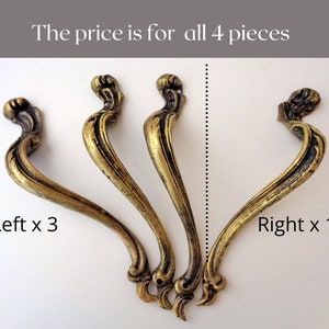 Vintage Italien Antika tunga mässingshandtag Knoppar Lådknoppar Knoppar Heminredning Lådor Garderob Vintagemöbler Restaurering av antikviteter