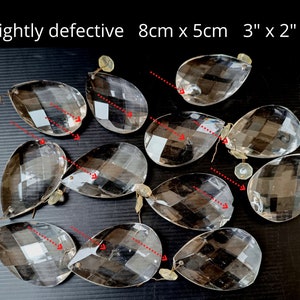 Lot 7 Slightly defective Italy 50s glass crystal spare parts chandelier chipped 8x5cm teardrops with prism spare parts candelabra with drop