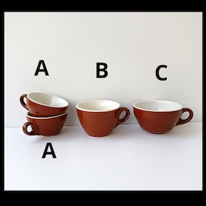 Collectible Italian classic brown coffee cups, thick bar cups, porcelain bar&#39;s coffee cups, cappuccino brown mugs vintage, made in Italy