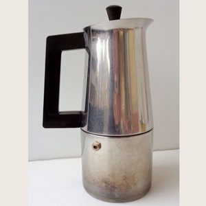 Vintage Italian inox large Moka coffee maker espresso machine, Kitchenware, Barware coffee, old coffee maker  collectibles  made Italy
