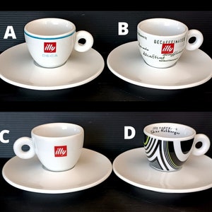 4 kinds of Collectible coffee Illy bar cups vintage coffee cups made in Italy