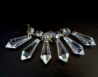 5 Vintage Italian chandelier light spare parts glass crystals retro icicle pegs with prism jewelry making Christmas tree wedding decorations