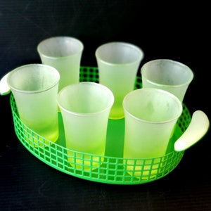 Vintage Italy Rare 6 Limoncello Shot glasses service with tray Frosted glass glasses Set of glasses with tray Limoncello glasses idea gift