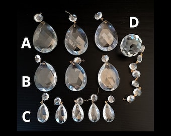 Vintage Italian faceted glass chandelier pendant drop lustre pampille replacement supplies for lighting lamps chandeliers, jewelry making