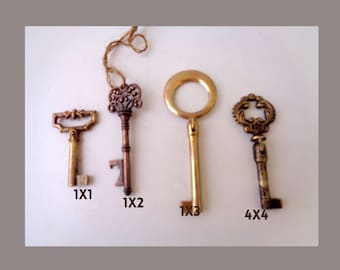 Vintage Italien Sammler Skelett Klappschlüssel, kunstvoller, ausgefallener, authentischer Messingmöbelschlüssel Vintage Rüstungsmöbelschrankschubladenschlüssel,