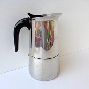 Vintage Italian famous inox large Moka coffee maker espresso machine, Barware coffee, old coffee maker  collectibles  made Italy