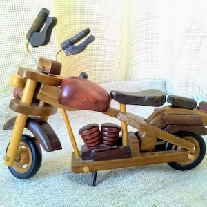 Vintage Handcrafted wooden motorcycle model  natural  wood color  Sculpture Motorcycle Model  Motorcycle Figurine Art Gifts for Him