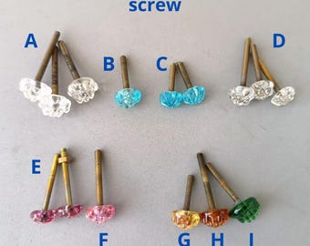 Handmade Murano Glass Rosette Head Screws – Golden Decorative Hardware – Assorted Colors