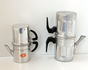 Kolekcjonerski, oryginalny neapolitański dzbanek do kawy z 1960 roku, działający przedmiot dekoracyjny, aluminiowy dzbanek do kawy, zabytkowy ekspres do kawy, aluminiowa zastawa stołowa