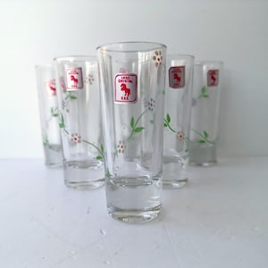 Vintage Italy 6 cryslal hand-painted glasses , drink italian liquore, Amaro, Limoncello beakers