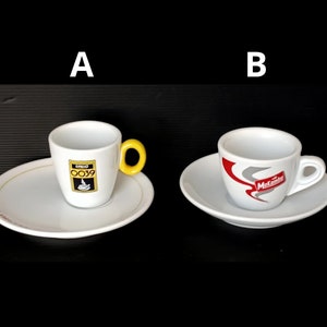 3 white coffee cups with/ non sausers , porcelain bar&#39;s coffee cups and saucers coffee mugs vintage, made in Italy