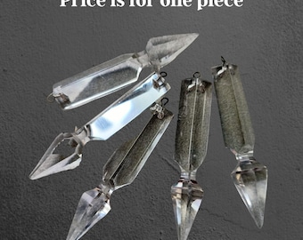 Vintage Italian Crystal Pendeloque Prisms, Chandelier Drops Faceted Glass, 1970s Lighting Parts