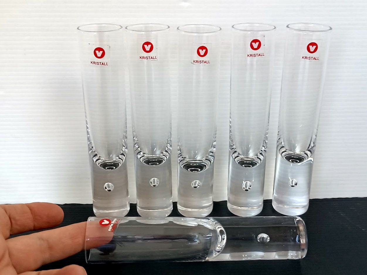 Set of 6 Vintage Cristalleria Vecris Drink Glasses With Air Bubble