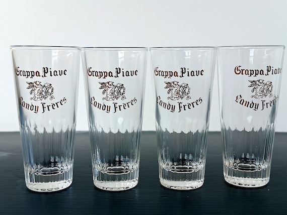 Sammler Set 4 Vintage italienische Grappa Gläser, Grappa Piave Gläser, Landy Freres dienen Liköre zur Vervollständigung Ihrer Sammlung
