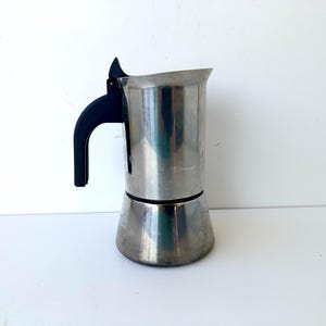 Vintage Italian famous inox large coffee maker espresso machine,  Bialetti Moka, Barware coffee, old coffee maker  collectibles  made Italy