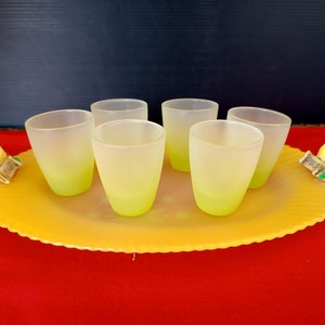 Vintage Italy Special set 6 matte glass cups drinking Italian liquore Limoncello on the tray with 3D lemons, Italian souvenir