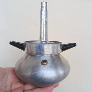 Vintage Italian aluminum marked Letizia coffee espresso machine with porcellain coffeepot missing, Kitchenware, Barista, collectibles Italy