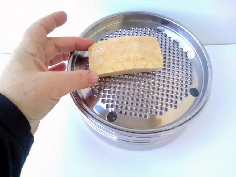 Vintage 1970s Italian Round Steel Cheese Grater Box for Etsy