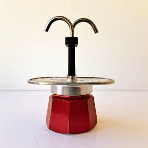 Vintage Italian aluminum coffee maker espresso,  Top Moka double serving stovetop espresso pot, Italian espresso douple dose maker