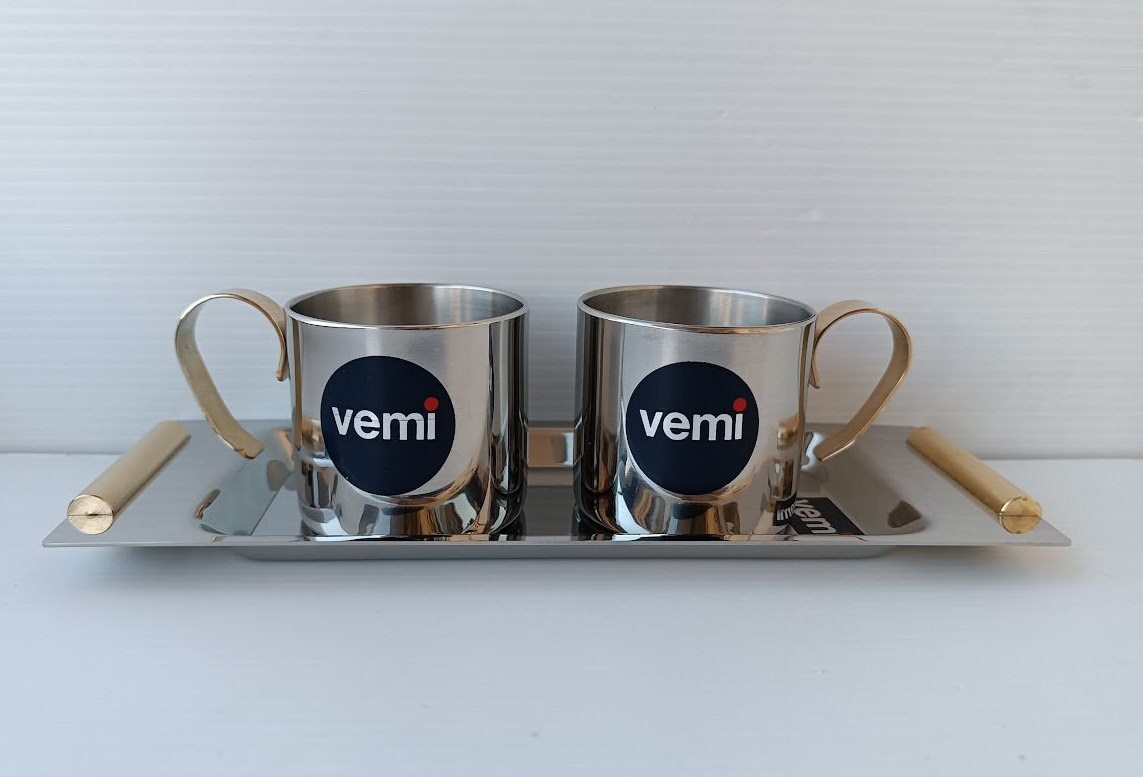 Set 2 Tazze Caffè Doppia Parete 200ml Vetro Diamante per Bevande Calde