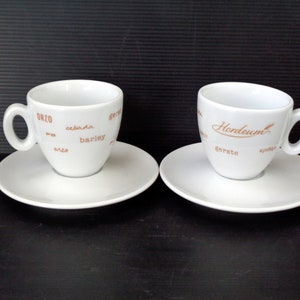 2 Vintage Italy classic bianco porcellana bar caffè, caffelatte tazze e piattini tazze caffè vintage, tazze &quot;caffe americano&quot; made in Italy