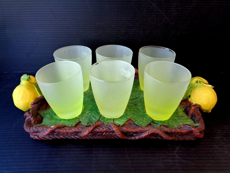 Vintage Italy Rare 6 Limoncello Shot Glasses Service Resin - Etsy