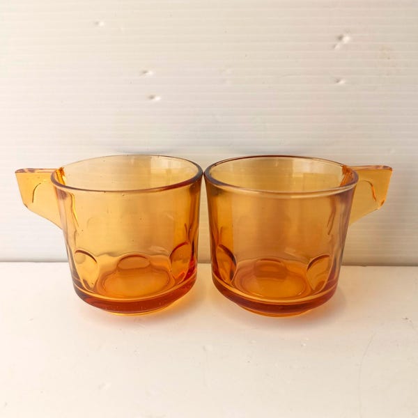 Set 2/3 tazze da caffè espresso vintage in vetro color ambra, tazze da caffè vintage in vetro color caramello francese, tazzine da caffè espresso demitasse