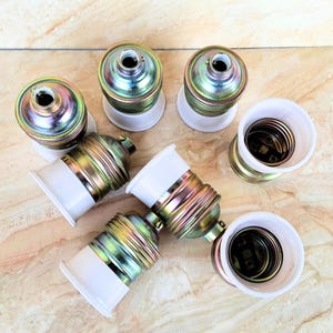 Vintage Italian Brass Lamp socket, brand new from stock bulb brass/plastic socket, spare parts for chandeliers