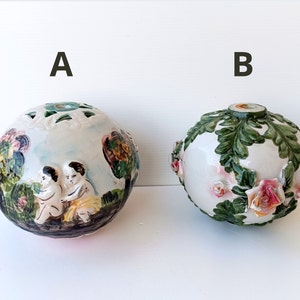 Stara, ręcznie malowana emaliowana ceramiczna część zamienna do renowacji oświetlenia, Centralny element żyrandola z elementami 3D Części Capodimonte