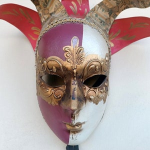 Extraordinary Italian original Venice Tourist Travel Souvenir 3D Jolly mask in papier -mâché made in Venice Italian Venetian Carnival Mask