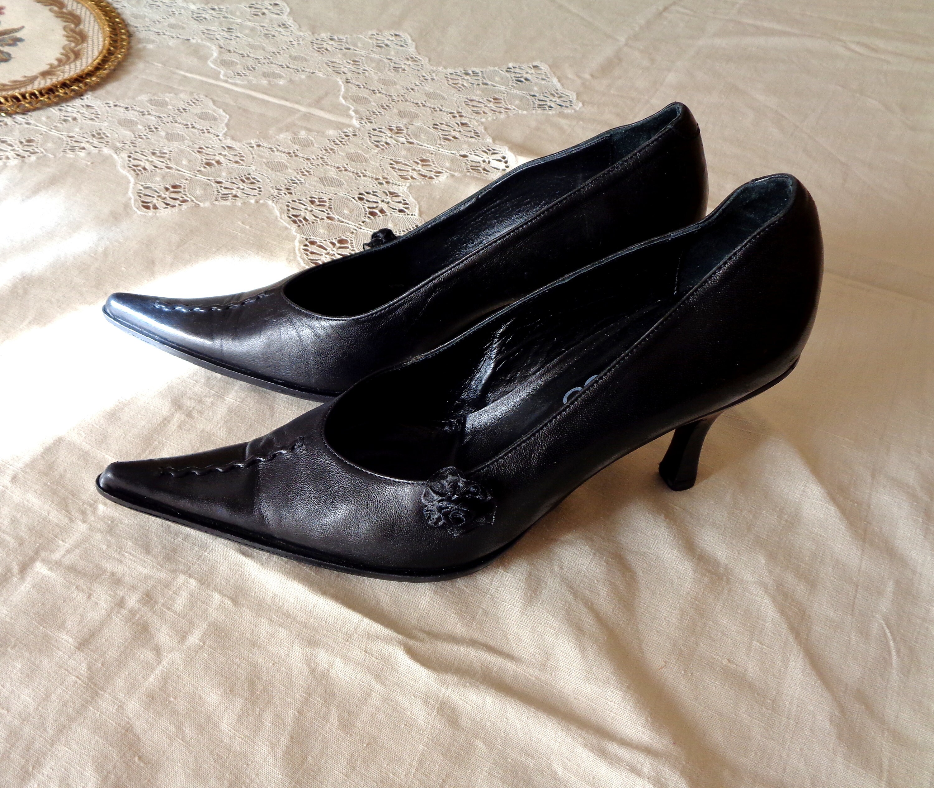 Italy Retro Unused Vintage Shoes Black Shoes Marked Il Greco