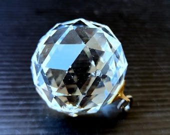 Vintage Italian Crystal Ball 4 cm – Faceted Chandelier Prism, Lighting Spare Part, Rainbow Reflections