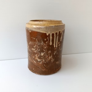 Handmade Italian, Large clay vase, Pot vase, Vase for preserving food, handled Clay vase, Collection Italian antiques, Old Italian vase