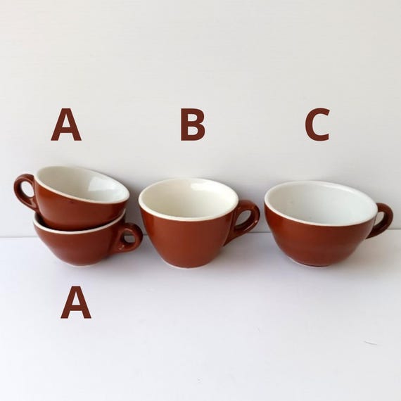 Sammlerstück italienische klassische braune Kaffeetassen, dicke Bartassen, Porzellanbar-Kaffeetassen, Cappuccinobraune Tassen Vintage, hergestellt in Italien