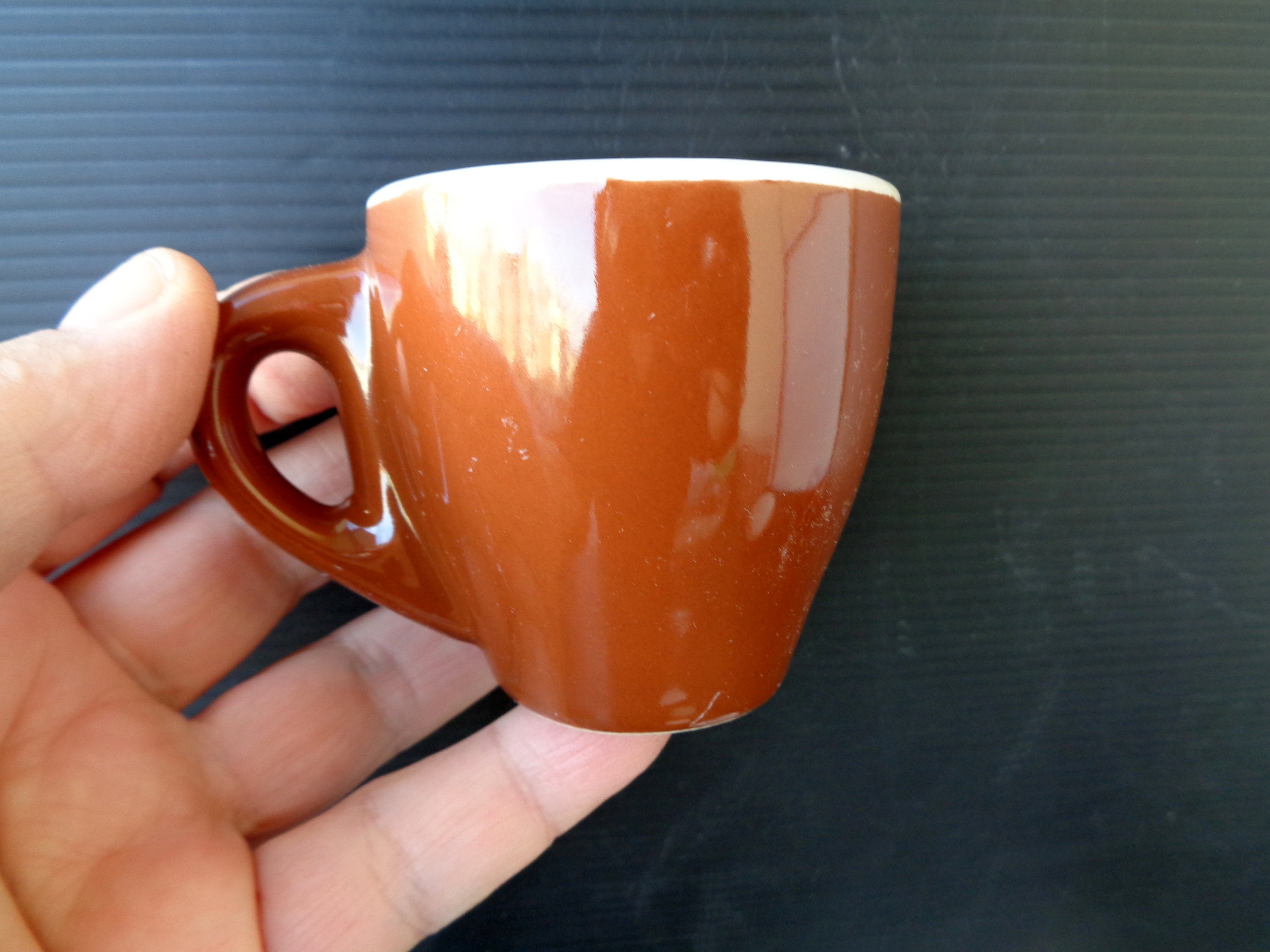 2 Brand New Vintage Italy Classic Brown Cups Thick Bar Cups Etsy