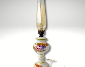 Vintage Capodimonte Italian Ceramic hand painted Lamp with Flowers, Victorian table lamp, capodimonte lamp, ceramic lamp,desk  electric lamp