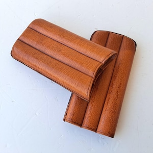 Italian Vintage Leather Cigarette Case – Mid-Century Tobacco Pouch in Brown Textured Leather