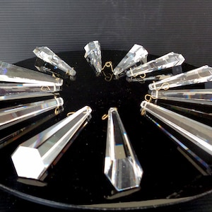 6 Vintage Italian chandelier light spare parts glass crystals retro icicle prism droplets jewelry making Christmas tree wedding decorations