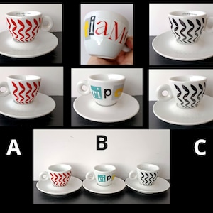 Collectible Italian LIMITED EDITION &quot;Illy espresso&quot; Matteo Atruia, Mona Hatoum porcelain espresso cup. Branded coffee mugs. Made in Italy