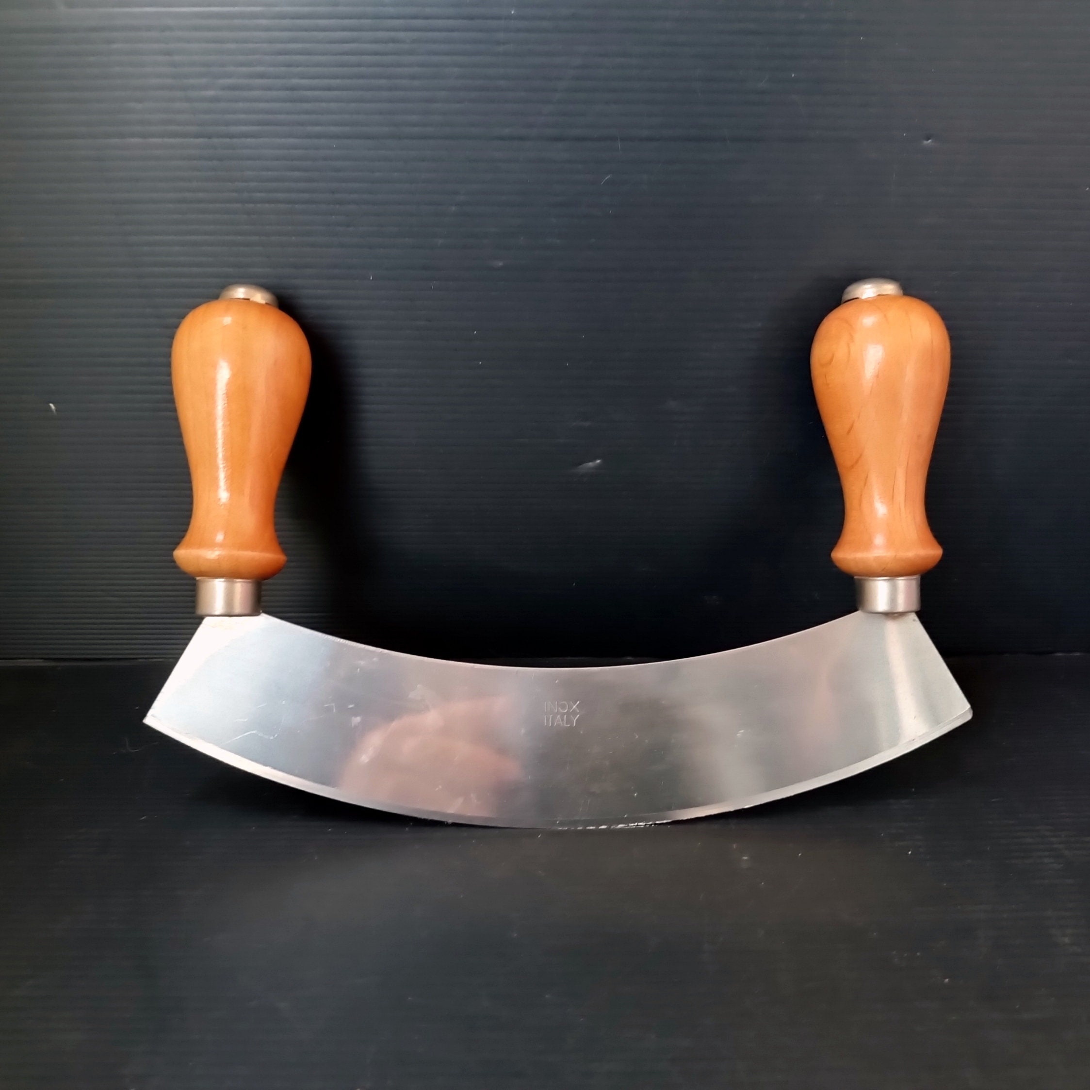 Antique Mezzaluna Rocking Knife, Primitive Herb Chopper Old Food Mincer ...