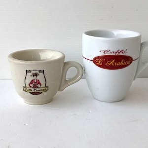 Vintage Italian collectible espresso cups, Caffe Chantant porcelain cups / Caffe L&#39;Arabica vintage bar espresso cups, good condition